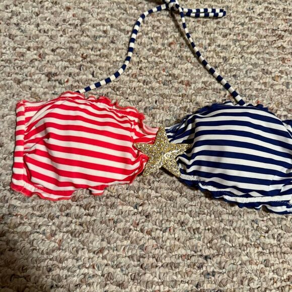 Rare Victoria's Secret Stars and Stripes American Flag Swim Top Bling Size Large - Picture 4 of 5